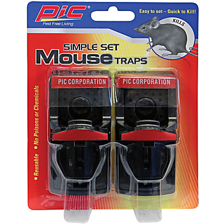 Pic Simple Set Plastic Mouse Traps, 2 Count, 8 Pack - 16 Total Traps