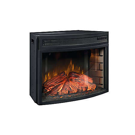 Sauder® Palladia Curved Fireplace Insert For Credenza, 18-1/2"H x 26"W x 13-1/8"D, Black