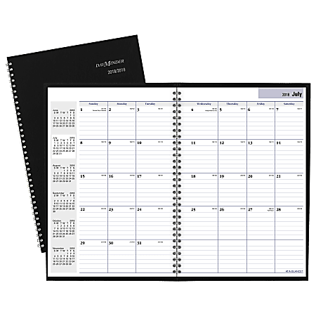AT-A-GLANCE® DayMinder® Academic 14-Month Planner, 7 7/8" x 11 7/8", 30% Recycled, Black, July 2018 to August 2019