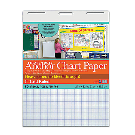 Pacon® Heavy-Duty Anchor Chart Paper, 24 x 32, Grid Ruled, 25 Sheets