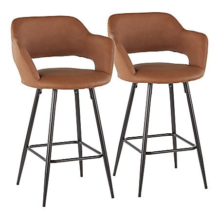 LumiSource Margarite Contemporary Counter Stools, Black/Brown, Set Of 2 Stools