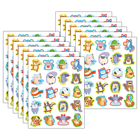 Teacher Created Resources Stickers, 2-1/2” x 1/2", Cute Critters, 120 Stickers Per Pack, Bundle Of 12 Packs