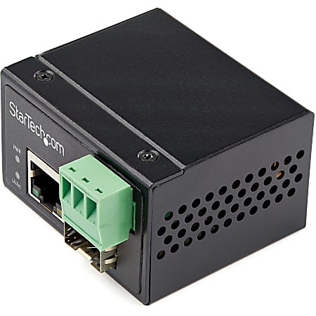 StarTech.com Industrial Fiber to Ethernet Media Converter - 100Mbps SFP to RJ45/CAT6 SM/MM - Fiber to Copper Network - IMC100MSFP