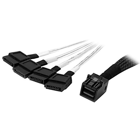StarTech.com 1m Internal Mini SAS to SATA Cable - SFF-8643 to 4x SATA - First End: 1 x Male SATA - Second End: 4 x SFF-8643 Male Mini-SAS HD - 6 Gbit/s - Shielding - 30 AWG - Black, Silver