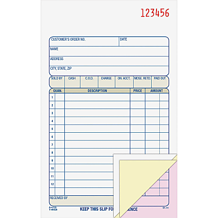 Adams Carbonless 3-part Sales Order Books - 50 Sheet(s) - 3 PartCarbonless Copy - 4.18" x 7.18" Sheet Size - White, Canary, Pink - Assorted Sheet(s) - 1 Each