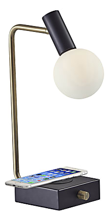 Adesso® Windsor AdessoCharge Desk Lamp, 17-1/2"H, White Shade/Black Base