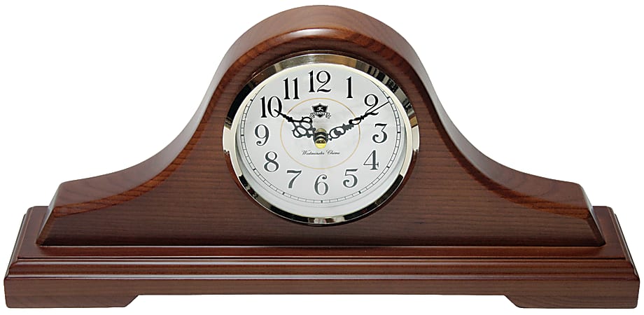 Infinity Instruments Oak Tambour Tabletop Clock, 7 1/2"H x 16 1/2"W x 2 3/4"D, Brown