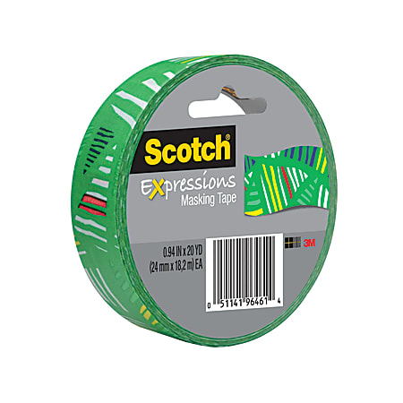 Scotch® Expressions Decorative Masking Tape, 1" x 20 Yd., Striped Triangles