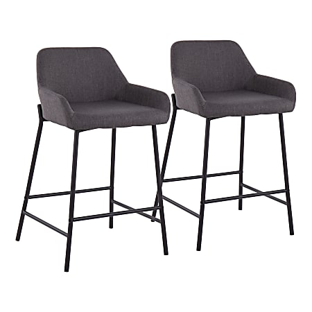 LumiSource Daniella Counter Stools, Charcoal/Black, Set Of 2 Stools