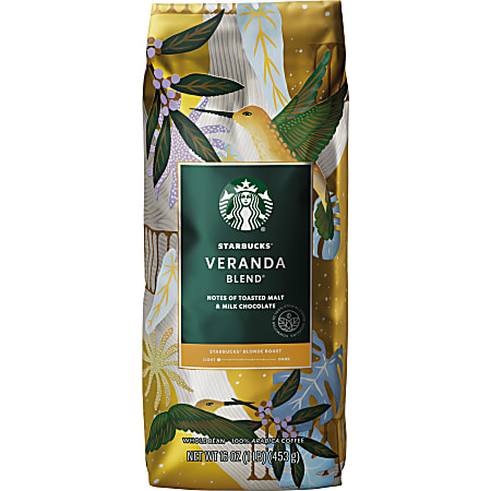 Starbucks Veranda Whole Bean Coffee Premium Blonde 1 Lb Per Bag ...