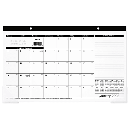 AT-A-GLANCE® 2026 Monthly Desk Pad Calendar, Compact, 17 3/4" x 11"