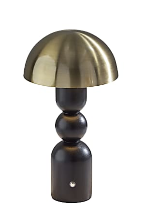 Adesso Connie LED Cordless Table Lamp, Black with Antique Brass Shade