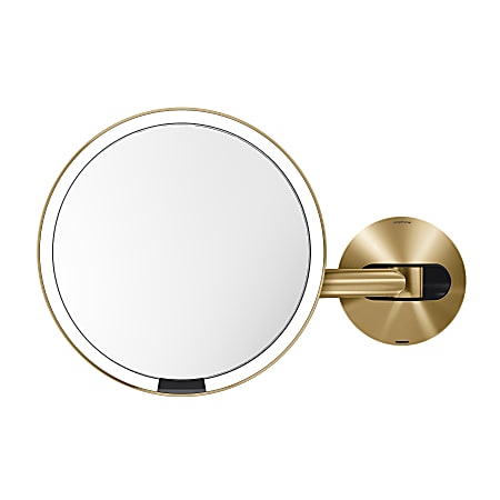 simplehuman Wall Mount Sensor Mirrors, 9-1/8”H x 13-13/16”W x 3-1/8”D, Brass, Hardwired