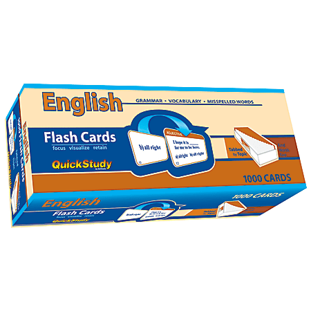 QuickStudy Flash Cards, 4" x 3-1/2", English Vocabulary, Pack Of 1,000 Cards