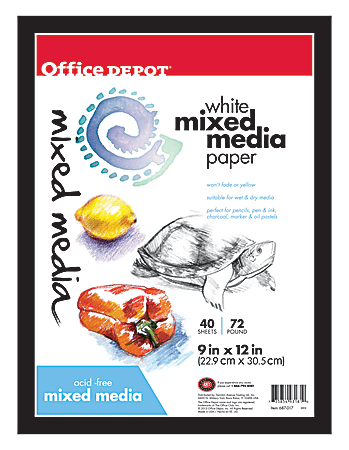 Office Depot® Brand Sketchbook, Multimedia Artist, 9" x 12", White, 40 Sheets
