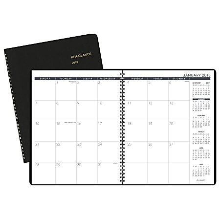 AT-A-GLANCE® Monthly Planner, 15 Months, 8 7/8" x 11", Black, January 2018 to March 2019 (7026005-18)