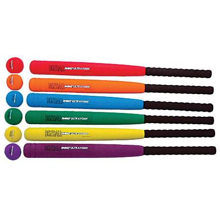 Champion Sports Rhino® Ultra Foam 29" Bat And Ball Set, Pre-K - Grade 12, Set Of 6