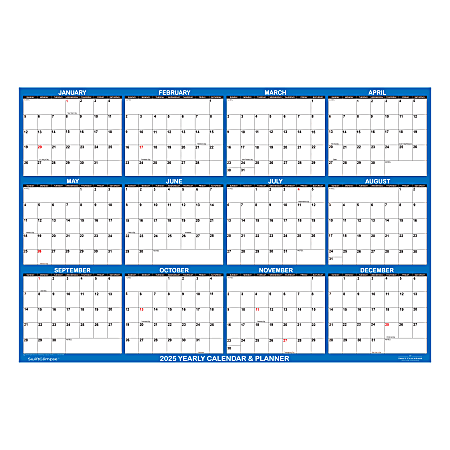 2025 SwiftGlimpse Daily/Yearly Wall Calendar, 48" x 72”, Navy, January 2025 To December 2025, SG 2025 NAVY