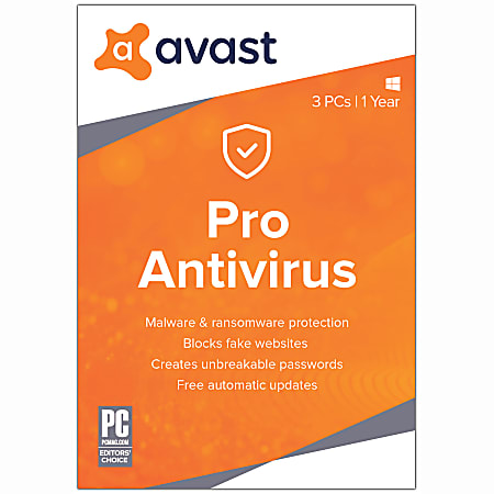 AVG Avast Antivirus Pro, 3 Devices, 1-Year Subscription, Disc