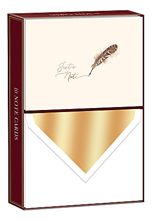 Punch Studio Elegant Thank You Note Cards With Envelopes, 5-1/2" x 4-1/4", Feather, Blank Inside, Pack Of 10 Cards