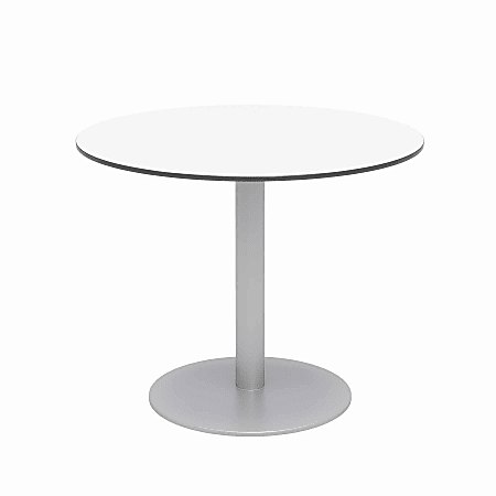 KFI Studios Eveleen 36" Round Outdoor Patio Table, 29”H x 36”W x 36”D, Silver/Designer White