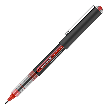 uni-ball® Vision™ Liquid Ink Rollerball Pens, Bold Point, 1.0 mm, Red Barrel, Red Ink, Pack Of 12 Pens