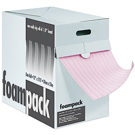 Foam Roll Dispenser Pack, Antistatic, 1/16" x 12" x 175', Perf At 12"