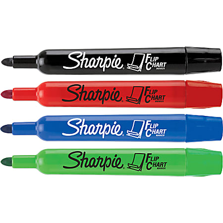 Sharpie 22474 Flip Chart Markers Bullet Tip Four Colors 4/Set