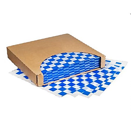Brown Paper Goods Deli Paper, 12" x 12", Blue Checkered, Pack Of 5,000 Sheets