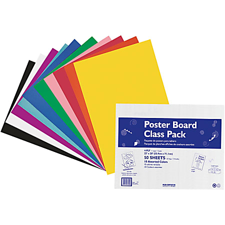 Pacon® Peacock® 100% Recycled Railroad Board, 22" x 28", 4-Ply, Assorted, Carton Of 50 Sheets