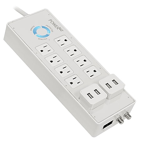 Panamax Power360 P360-8 8-Outlet Floor Strip With USB Pluggables, 6', White