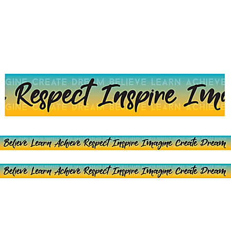 Charles Leonard Rectangle Cut Borders/Trims, Motivational Words, 24’ Per Pack, Set Of 2 Packs
