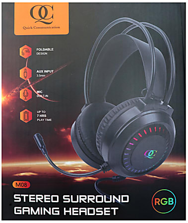 Quick Communication Corp.  Stereo Surround Gaming Headset, Black, 178491