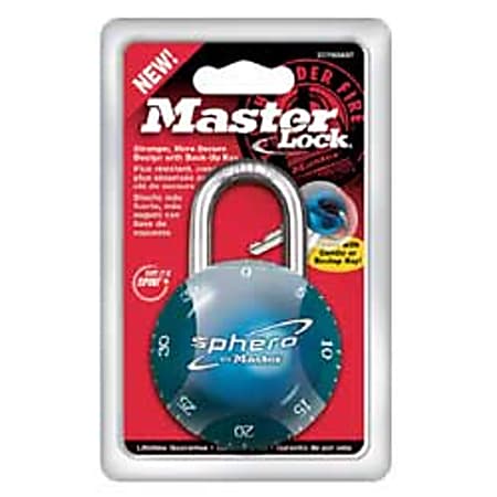 Master Lock® Sphero Combination Lock With Key Access, Assorted Colors (No Color Choice)