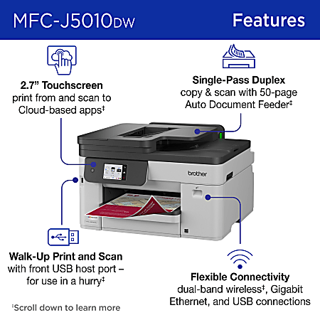 Brother INKvestment MFC J5010DW Wireless Color Inkjet All in One ...