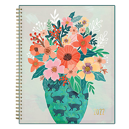 Blue Sky™ Mia Charro Weekly/Monthly Planner, 8-1/2” x 11”, Floral Vase, January To December 2022, 133833
