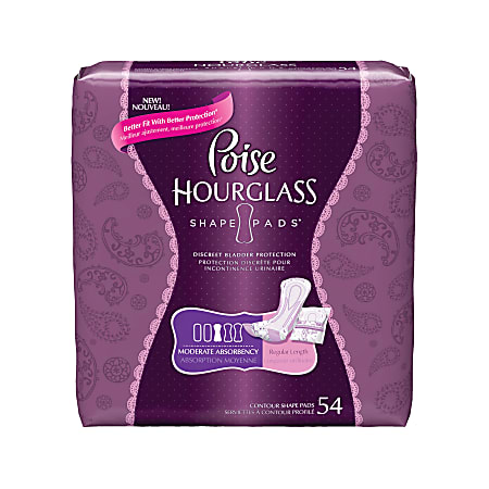 Kimberly-Clark Poise® Hourglass Pads, Moderate, 10 9/10"L x 6 1/5"W, Pack Of 216