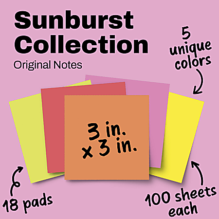 Post it Notes 3 x 3 in 18 Sticky Note Pads 100 SheetsPad School ...