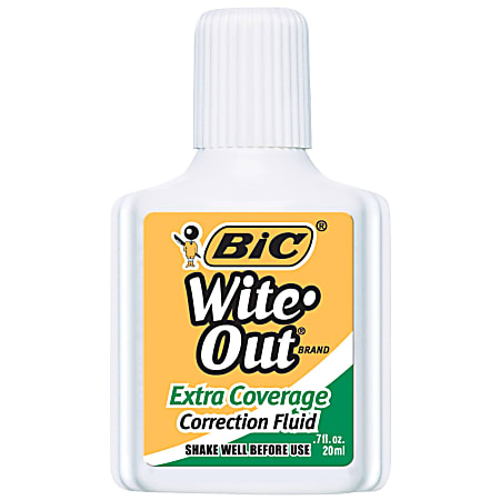 BIC Wite Out Extra Coverage Correction Fluid 20 mL Bottles White Pack Of 2  - Office Depot