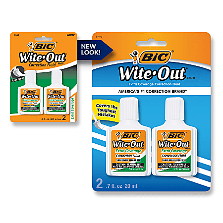 BIC Wite Out Extra Coverage Correction Fluid 20 mL Bottles White Pack Of 12  - Office Depot