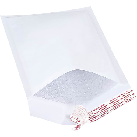 Partners Brand White Self-Seal Bubble Mailers, #1, 7 1/4" x 12", Pack Of 100