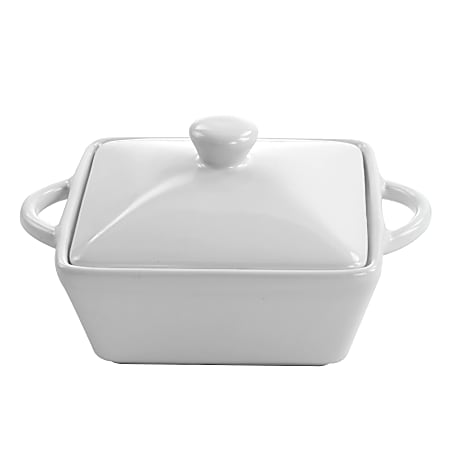 Martha Stewart Stoneware Square Casserole Dish With Lid, White