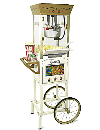 Nostalgia Electrics NKPCRTCD8IVY Popcorn Cart, Ivory