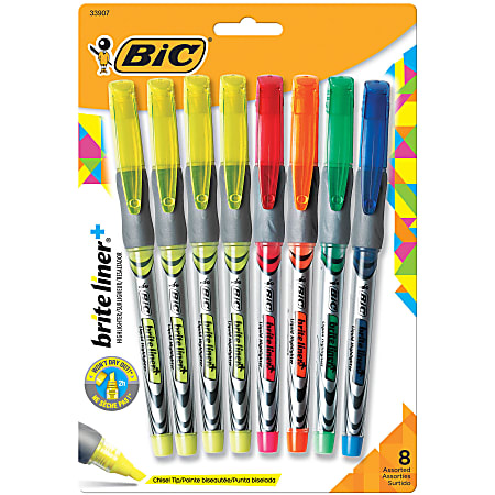 BIC® Z4™ Brite Liner® Highlighters, Chisel Point, Assorted Colors, Pack Of 8