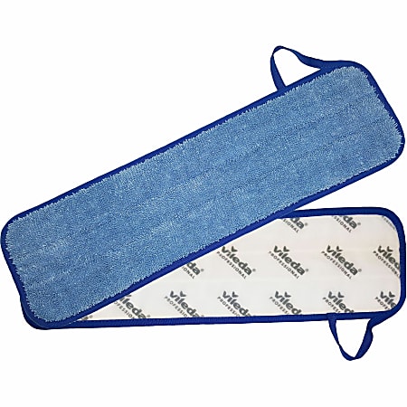 Vileda Professional Hook-and-Loop Wet Mop Pad - 6" Width x 21" Length - Polyester - Blue - 1Each