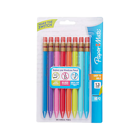 Paper Mate® Mates Mechanical Pencils, 1.3 mm, Assorted Barrel Colors, Pack Of 8 Pencils