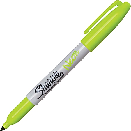 Sharpie Permanent Markers Fine Point Non-Toxic 12/Bx Neon Yellow