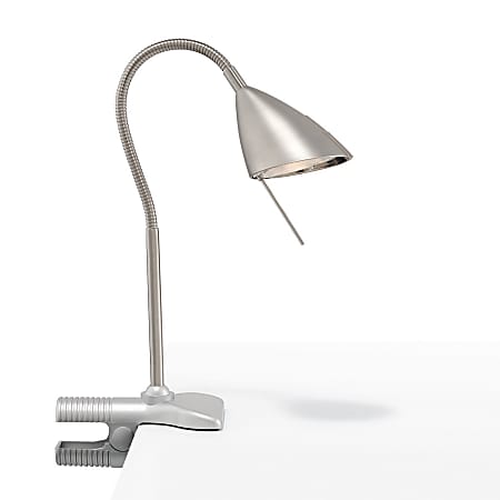 Realspace® Mini Clip-On Task Lamp, 11"H, Silver