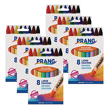 Prang Soybean Crayons, Large, 8 Colors Per Box, Set Of 6 Boxes