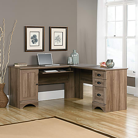 Sauder® Harbor View 66"W Corner Desk, Salt Oak